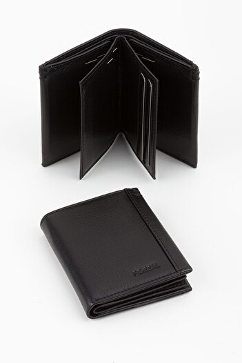 Fossil Boxed Leather Black Vertical Men's Hand Portfolio Wallet