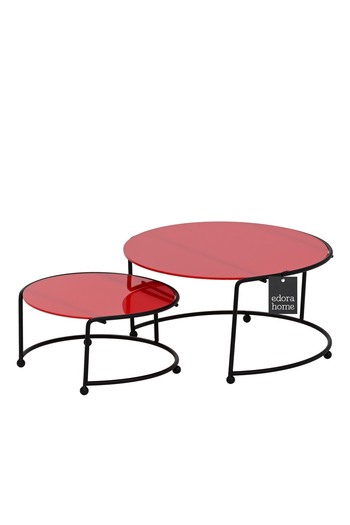 Edora Home Matte Black Small Size Presentation Holder 2-Piece Metal Gift Decoration Catering / Red Plexiglass / Stainless