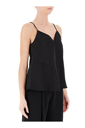 Armani Exchange Women's Matte Satin Fabric Widening Bottom Thin Shoulder Strap Black Undershirt Xw 000154   Af10840-Uc001