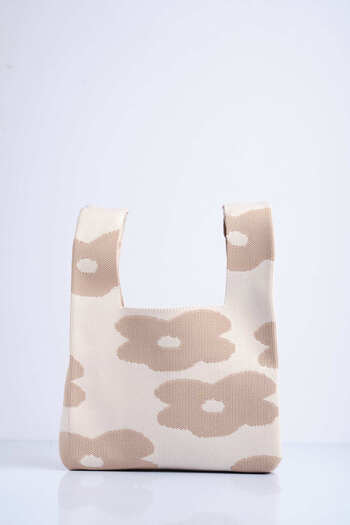 Sebir Moda Floral Patterned Knitwear Tote Handbag
