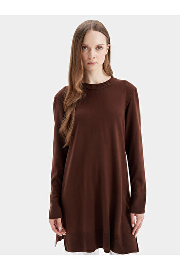 DeFacto Regular Fit Crew Neck Side Slit Longline Tunic