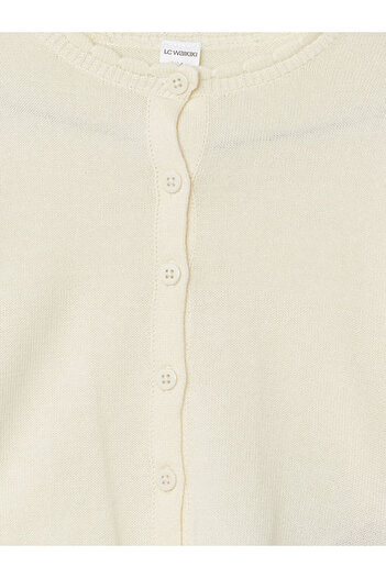 LC Waikiki Lcw Kids Crew Neck Ruffled Girl's Cardigan