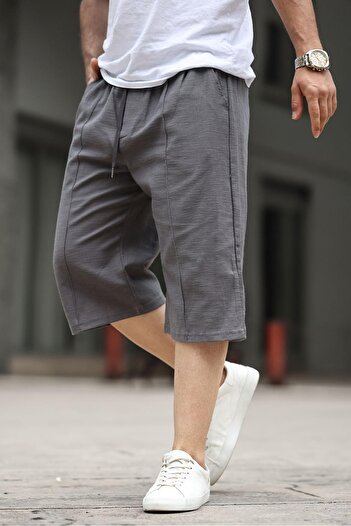 Madmext Smoked Men's Linen Capri Shorts 6538