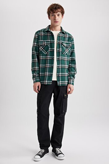 DeFacto Men's Regular Fit Pocket Checked Shirt