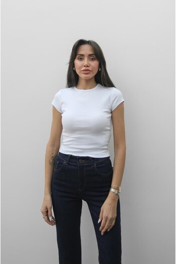 Havoş Λευκό μπλουζάκι Pena Crew Neck Fit