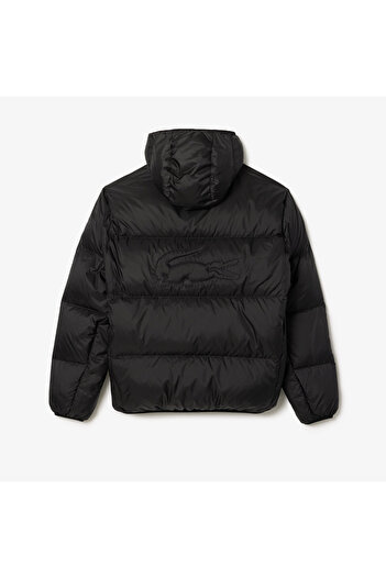 Lacoste Erkek Kapüşonlu Kapitone Siyah Mont