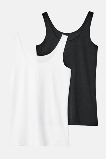 Tchibo Women Round Neck Sleeves Plain Tank Top, White