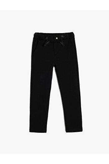 Koton Schwarze Jungen-Jogginghose mit geradem Bein 5WKB40139TK