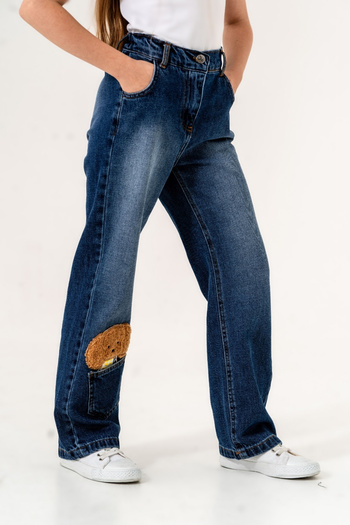 GİYİCEM TEKSTİL Dog Embroidered Girls' Jeans 2165