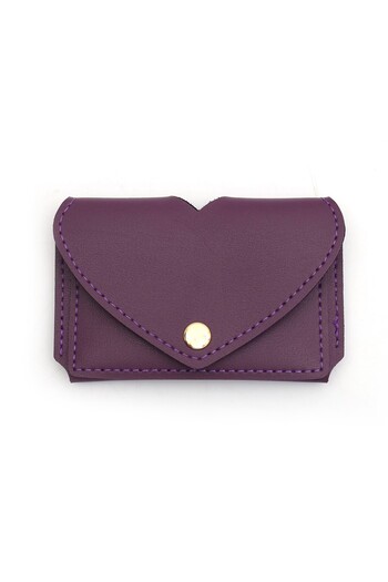 Womancraft Women's Card Holder Heart Wallet Purple Card Compartment Accessory