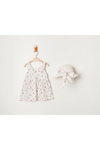 Chicsy Baby Sweet Floral Print Baby Girl Dress with Hat and Bow