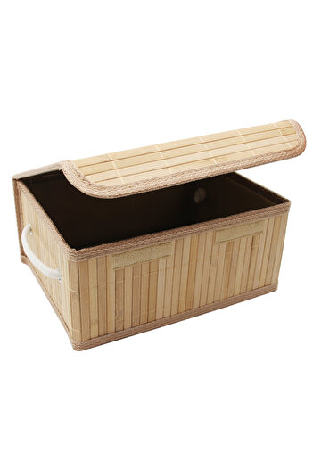 Forever Kapaklı Doğal Bambu Sepet Organizer 27x21x12cm