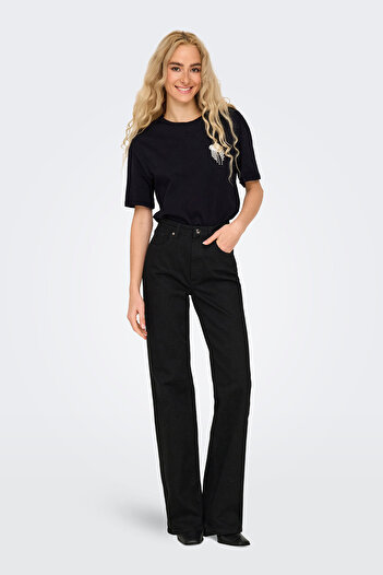 ONLY Onlvıta Black T-Shirt for Women - 100% Cotton, Crew Neck, Short Sleeve 15343769