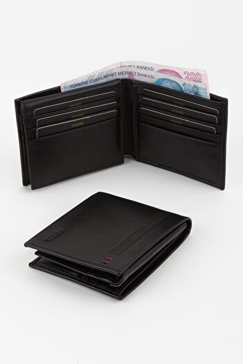 Fossil Boxed Genuine Leather Black Horizontal Men's Hand Portfolio Wallet