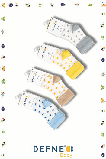 Defne Baby 12  Çift Pamuklu  Unisex Çocuk Ve Bebek Soket Çorap