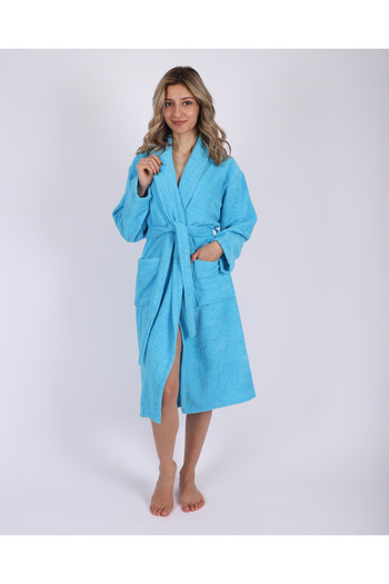 Damlaiso Curly Shawl Collar Cotton Women's Bathrobe