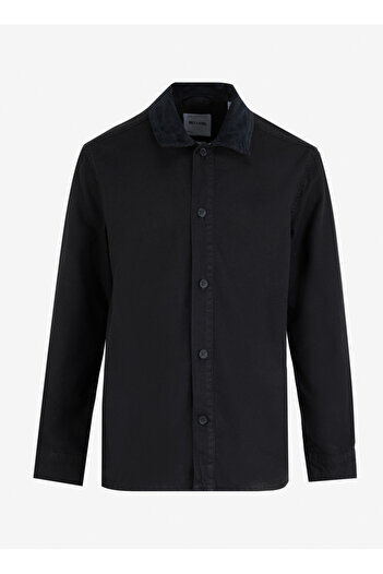 Only & Sons Звичайна чорна пряма чоловіча сорочка ONSASTON WASH CANVAS OVERSHIRT