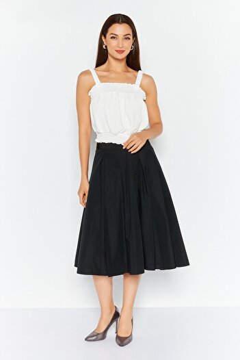 Esprit Women Solid Midi Skirt, Black