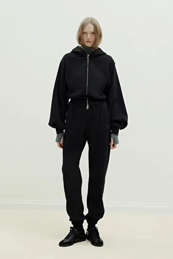 Suud Collection Black Mila Oversize Zippered Cardigan