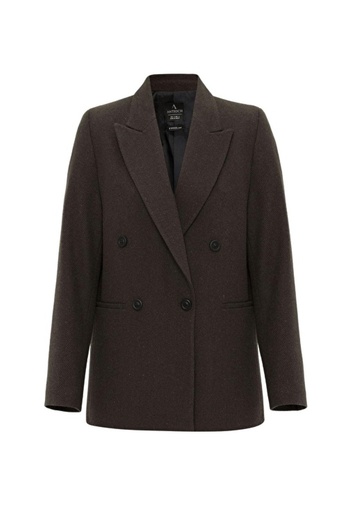 Antioch Coffee Women Wool Blended Houndstooth Pattern Blazer Jacket Size: XL