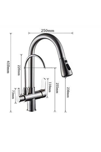 FLEKO Spiral Purified Sink Faucet, Brass Material with Warm Cold Intake