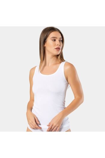 TÜREN Women's Strappy Lycra Camisole Cotton Undershirt 953/White