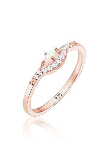 ELLI Dámský prsten Vintage Precious se Zirconia Marquise Opal v 925 Sterling Silver