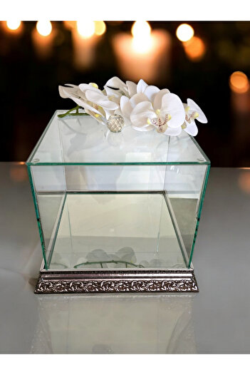 AYZ HOME 25*25*20 cm Bridal Groom Bundle - Glass Promise Engagement Dowry, Wooden Mirrored Base