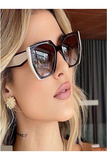 TomyHelf Brown Glass Patterned Framed Women's Sunglasses