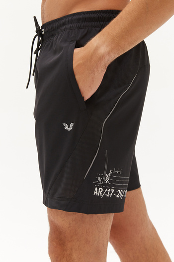 bilcee Men's Black Thin Lightweight Quick-Drying Sweat-Wicking Training Fitness Sports Shorts 0228