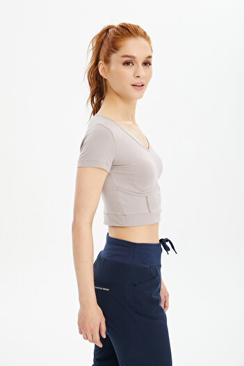 bilcee Women's Lilac Cotton Short Sleeve Crop Boy Body-Short Sports T-Shirt 0601