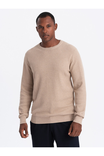 OMBRE Men's mélange structured knit sweater - sand V3 OM-SWSW-0142 XXL
