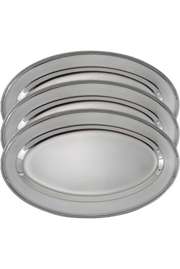 mastergold 3 Piece Stainless Steel Oval Serving Dish (40cm) | Rice & Pasta Serving Dish | Dishwasher Safe