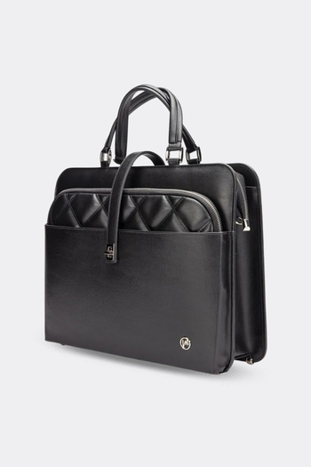 MORCA Geanta de dama pentru laptop, matlasata neagra