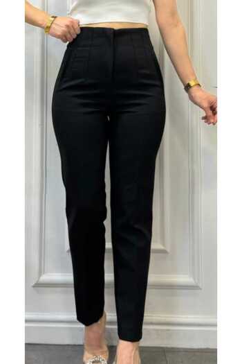 Pelin Extra High Waist Front Pencil Skinny Leg Fabric Trousers
