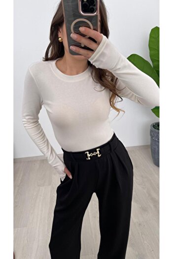Nazline KADIN TOKA DETAYLI PİLELİ KREP BOL PAÇA PANTALON