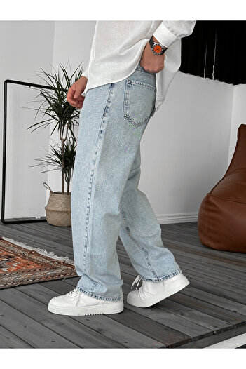BYBASICMAN Buz Mavisi Yıkamalı Baggy Jean KE-799