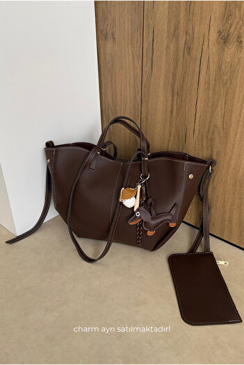 Mupa Shoes Women's Double Strap Shoulder Bag Bitter Brown