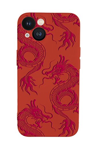 mooodcase iPhone 13 Uyumlu Ejderha Desenli Kamera Korumalı Premium Silikonlu Telefon Kılıfı