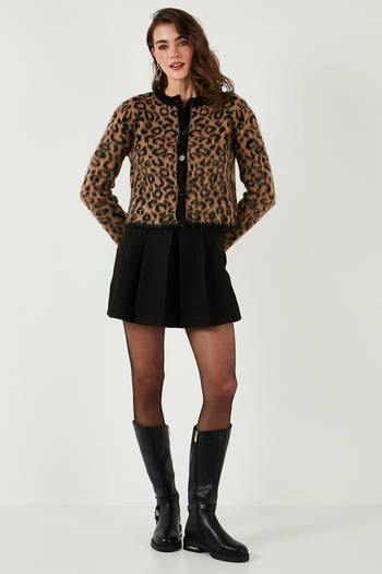 Lela Ζακέτα καλλιέργειας με απαλή υφή Leopard Standard Fit 4614502