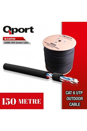 Qport YÜKSEK BAKIR UTP 23 AWG 0,58 MM DIŞ ORTAM CAT6 OUTDOOR KABLO 150 METRE
