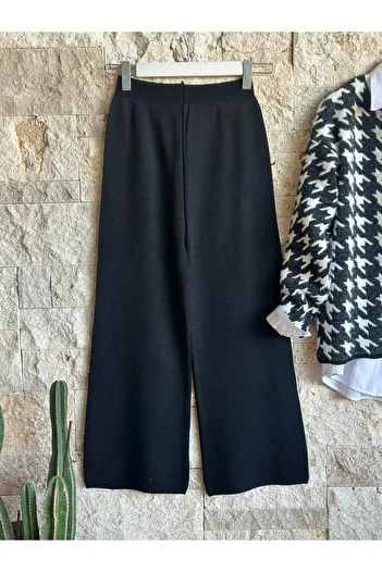 Hatun Atila Hatunatila Goose Foot Patterned Knitwear Double Set Black - 3028