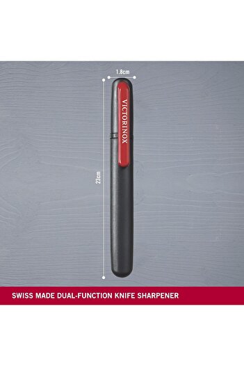 Victorinox Dual Knife Sharpener,Ceramic & honing stone, Portable, Black/Red