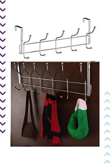 bimbambom Kapı Arkası Askısı Krom 12 Kancalı Pratik Kapı Askı Banyo Askısı