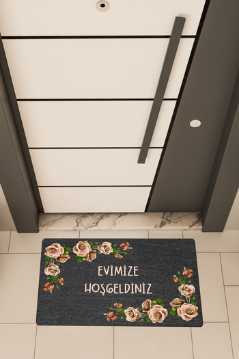 Dormot High Quality Digital Printing Black, Water Drop, Rose Themed Door Mat