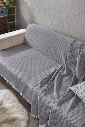 LADYNİL 170x210 Zigzag Anthracite Sofa Cover
