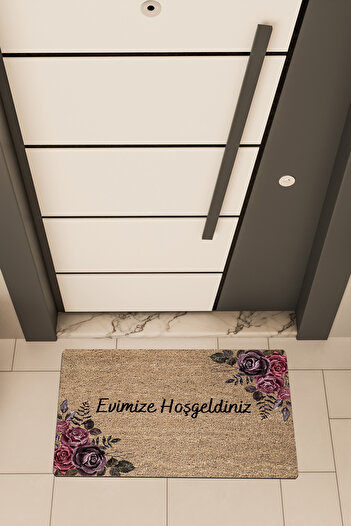 Dormot High Quality Digital Printing Brown, Purple Rose Theme Door Front Mat