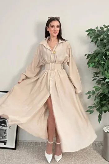 Love Fab Oversize Casual Shirt Dress with Belt Accessories