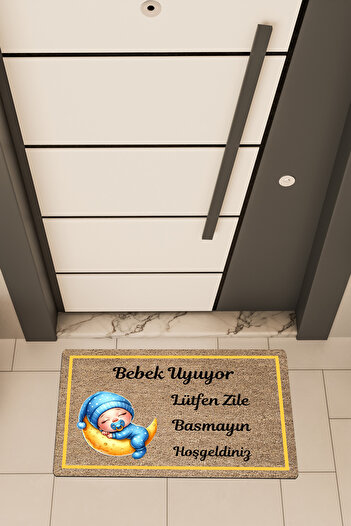 Dormot High Quality Digital Printing Brown, Baby Boy Sleeping Themed Door Mat