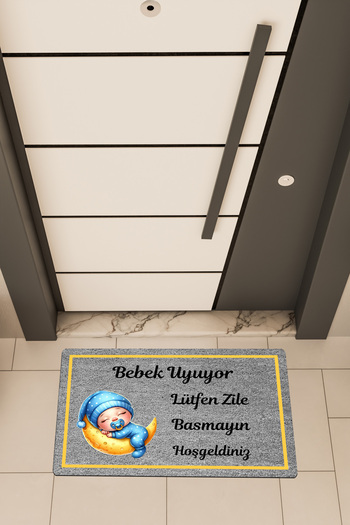 Dormot High Quality Digital Printing Gray, Baby Boy Sleeping Themed Door Mat